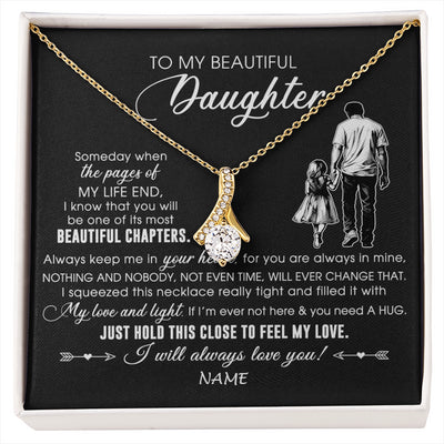 Alluring Beauty Necklace 18K Yellow Gold Finish | 1 | Personalized To My Beautiful Daughter Necklace From Dad Father Always Love You Daughter Birthday Graduation Christmas Customized Gift Box Message Card | siriusteestore