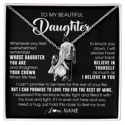Alluring Beauty Necklace 14K White Gold Finish | 1 | Personalized To My Beautiful Daughter Necklace From Dad Father Believe In Yourself Daughter Birthday Gifts Jewelry Christmas Customized Message Card | siriusteestore