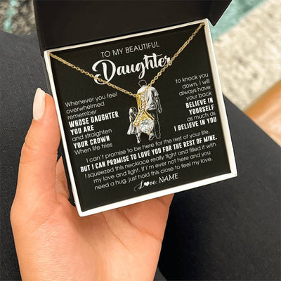 Alluring Beauty Necklace 18K Yellow Gold Finish | 2 | Personalized To My Beautiful Daughter Necklace From Dad Father Believe In Yourself Daughter Birthday Gifts Jewelry Christmas Customized Message Card | siriusteestore