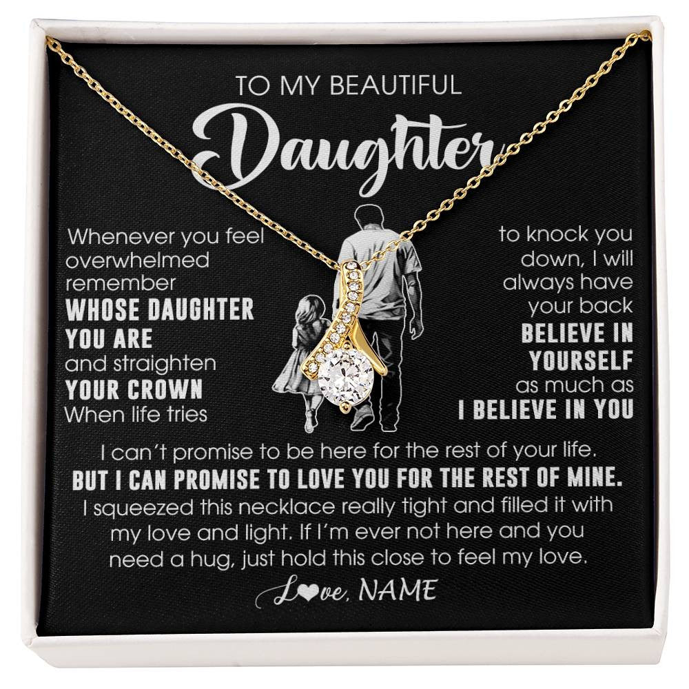 Alluring Beauty Necklace 18K Yellow Gold Finish | 1 | Personalized To My Beautiful Daughter Necklace From Dad Father Believe In Yourself Daughter Birthday Gifts Jewelry Christmas Customized Message Card | siriusteestore