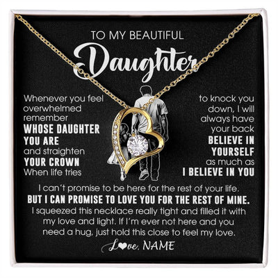 Forever Love Necklace 18K Yellow Gold Finish | 1 | Personalized To My Beautiful Daughter Necklace From Dad Father Believe In Yourself Daughter Birthday Gifts Jewelry Christmas Customized Message Card | siriusteestore