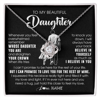 Love Knot Necklace 14K White Gold Finish | 1 | Personalized To My Beautiful Daughter Necklace From Dad Father Believe In Yourself Daughter Birthday Gifts Jewelry Christmas Customized Message Card | siriusteestore