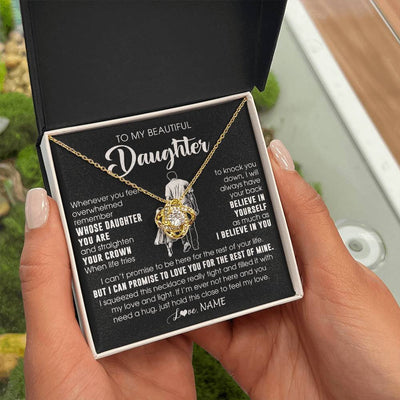 Love Knot Necklace 18K Yellow Gold Finish | 2 | Personalized To My Beautiful Daughter Necklace From Dad Father Believe In Yourself Daughter Birthday Gifts Jewelry Christmas Customized Message Card | siriusteestore