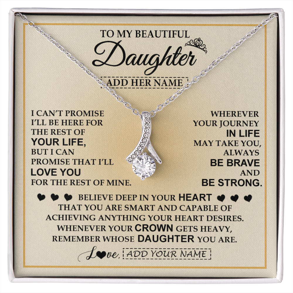 Alluring Beauty Necklace 14K White Gold Finish | 1 | Personalized To My Beautiful Daughter Necklace From Dad Jewelry Present For Women Daughter Birthday Mother's Day Wedding Day Christmas Gift Box Message Card | siriusteestore
