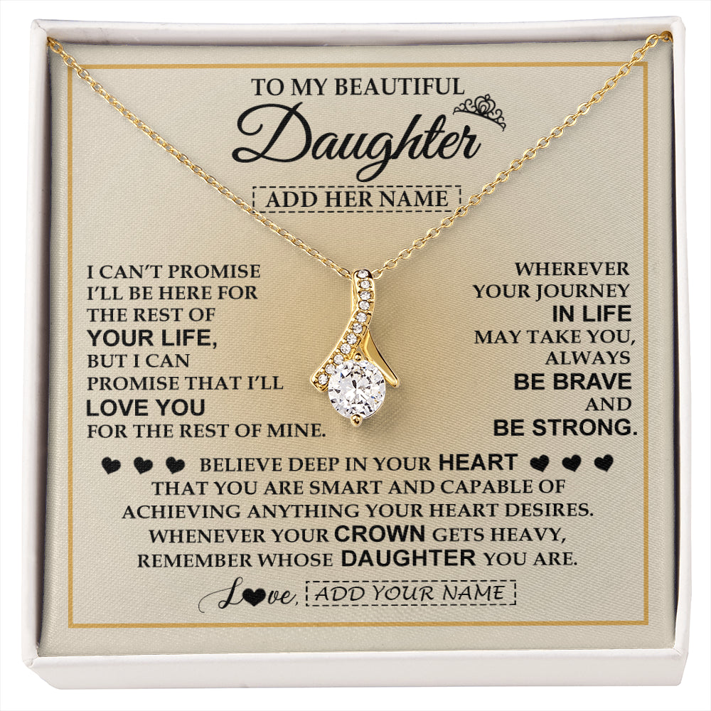 Alluring Beauty Necklace 18K Yellow Gold Finish | 1 | Personalized To My Beautiful Daughter Necklace From Dad Jewelry Present For Women Daughter Birthday Mother's Day Wedding Day Christmas Gift Box Message Card | siriusteestore