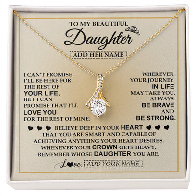 Alluring Beauty Necklace 18K Yellow Gold Finish | 1 | Personalized To My Beautiful Daughter Necklace From Dad Jewelry Present For Women Daughter Birthday Mother's Day Wedding Day Christmas Gift Box Message Card | siriusteestore