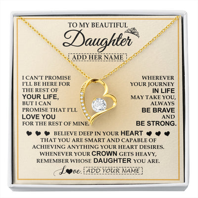 Forever Love Necklace 18K Yellow Gold Finish | 1 | Personalized To My Beautiful Daughter Necklace From Dad Jewelry Present For Women Daughter Birthday Mother's Day Wedding Day Christmas Gift Box Message Card | siriusteestore
