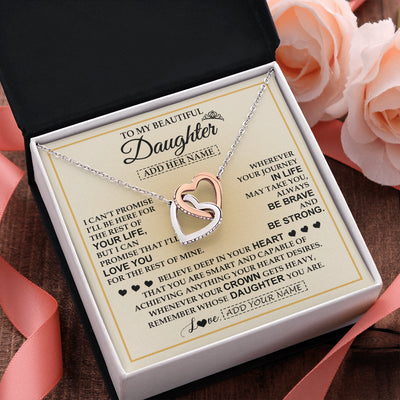 Interlocking Hearts Necklace Stainless Steel & Rose Gold Finish | 2 | Personalized To My Beautiful Daughter Necklace From Dad Jewelry Present For Women Daughter Birthday Mother's Day Wedding Day Christmas Gift Box Message Card | siriusteestore