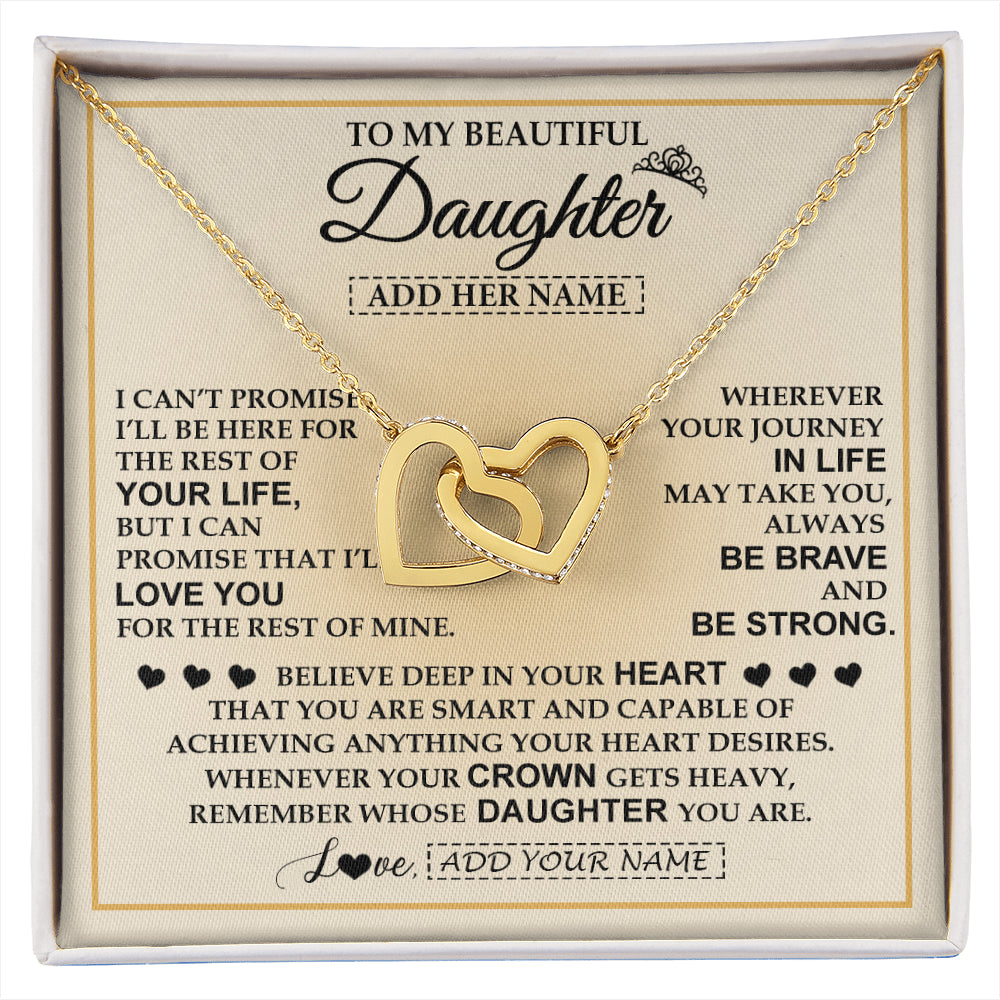Interlocking Hearts Necklace 18K Yellow Gold Finish | 1 | Personalized To My Beautiful Daughter Necklace From Dad Jewelry Present For Women Daughter Birthday Mother's Day Wedding Day Christmas Gift Box Message Card | siriusteestore
