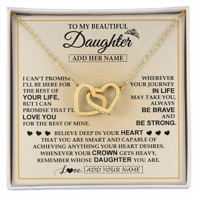 Interlocking Hearts Necklace 18K Yellow Gold Finish | 1 | Personalized To My Beautiful Daughter Necklace From Dad Jewelry Present For Women Daughter Birthday Mother's Day Wedding Day Christmas Gift Box Message Card | siriusteestore