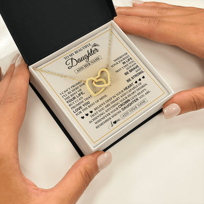Interlocking Hearts Necklace 18K Yellow Gold Finish | 2 | Personalized To My Beautiful Daughter Necklace From Dad Jewelry Present For Women Daughter Birthday Mother's Day Wedding Day Christmas Gift Box Message Card | siriusteestore
