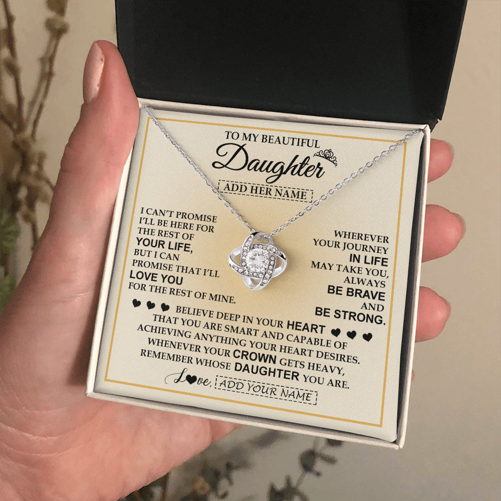 Love Knot Necklace 14K White Gold Finish | 2 | Personalized To My Beautiful Daughter Necklace From Dad Jewelry Present For Women Daughter Birthday Mother's Day Wedding Day Christmas Gift Box Message Card | siriusteestore