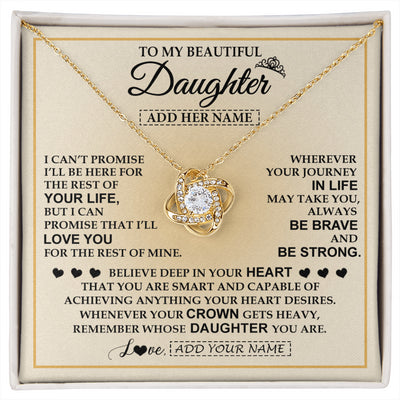 Love Knot Necklace 18K Yellow Gold Finish | 1 | Personalized To My Beautiful Daughter Necklace From Dad Jewelry Present For Women Daughter Birthday Mother's Day Wedding Day Christmas Gift Box Message Card | siriusteestore