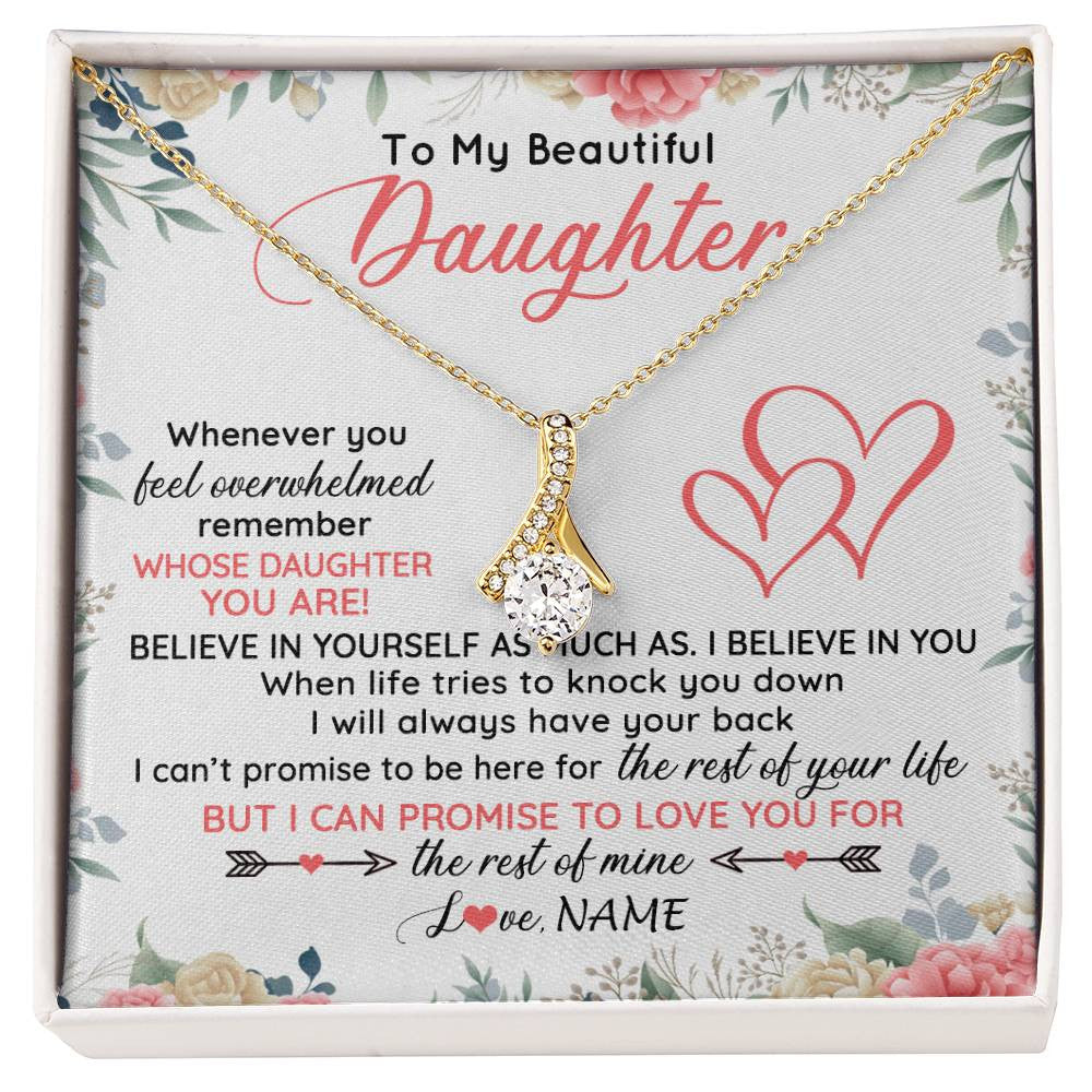 Alluring Beauty Necklace 18K Yellow Gold Finish | 1 | Personalized To My Beautiful Daughter Necklace From Mom Dad Believe In You Daughter Jewelry Birthday Graduation Christmas Customized Gift Box Message Card | siriusteestore