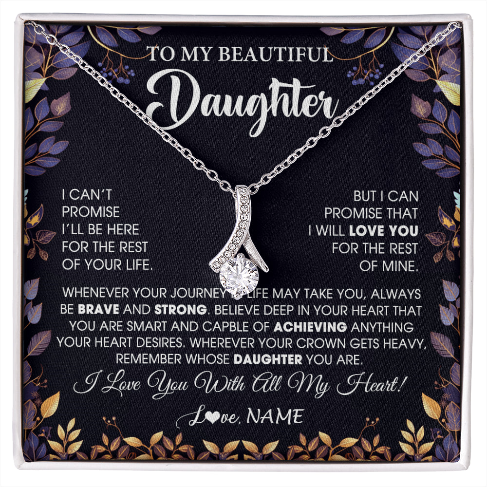 Alluring Beauty Necklace 14K White Gold Finish | 1 | Personalized To My Beautiful Daughter Necklace From Mom Dad Promise Necklace Birthday Gift For Daughter Graduation Christmas Customized Gift Box Message Card | siriusteestore