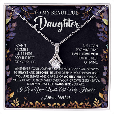 Alluring Beauty Necklace 14K White Gold Finish | 1 | Personalized To My Beautiful Daughter Necklace From Mom Dad Promise Necklace Birthday Gift For Daughter Graduation Christmas Customized Gift Box Message Card | siriusteestore