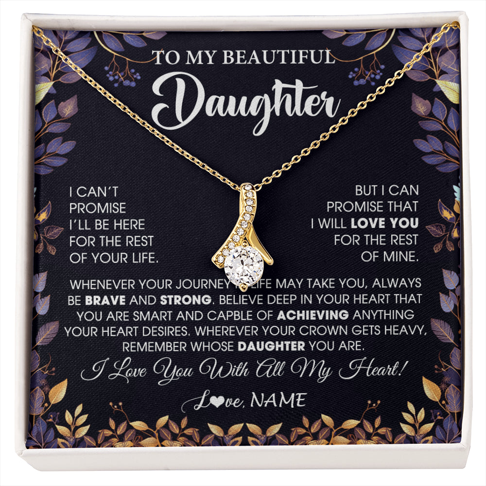 Alluring Beauty Necklace 18K Yellow Gold Finish | 1 | Personalized To My Beautiful Daughter Necklace From Mom Dad Promise Necklace Birthday Gift For Daughter Graduation Christmas Customized Gift Box Message Card | siriusteestore