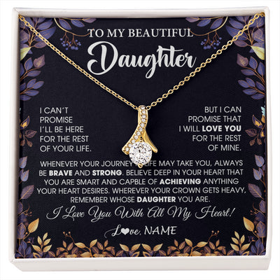 Alluring Beauty Necklace 18K Yellow Gold Finish | 1 | Personalized To My Beautiful Daughter Necklace From Mom Dad Promise Necklace Birthday Gift For Daughter Graduation Christmas Customized Gift Box Message Card | siriusteestore