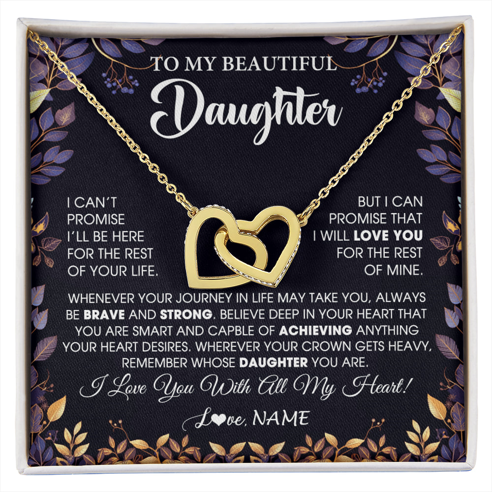 Interlocking Hearts Necklace 18K Yellow Gold Finish | 1 | Personalized To My Beautiful Daughter Necklace From Mom Dad Promise Necklace Birthday Gift For Daughter Graduation Christmas Customized Gift Box Message Card | siriusteestore