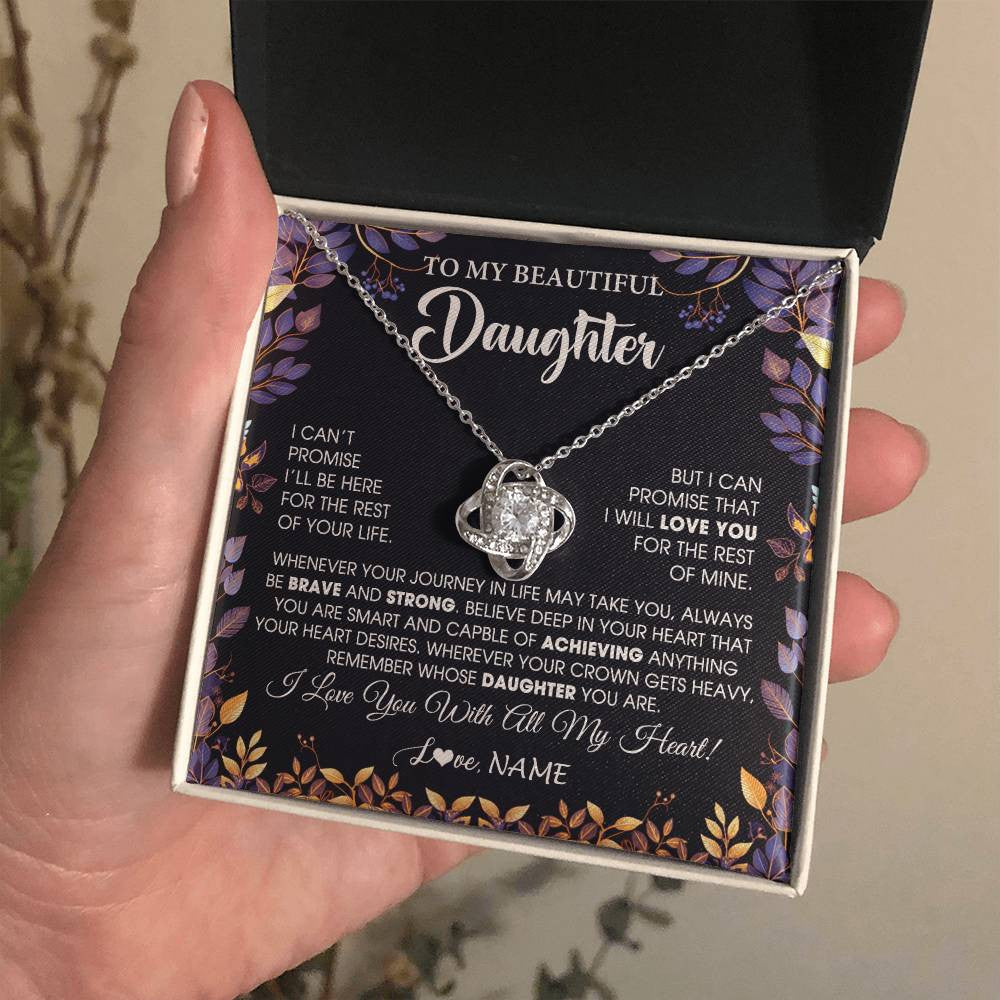 Love Knot Necklace 14K White Gold Finish | 2 | Personalized To My Beautiful Daughter Necklace From Mom Dad Promise Necklace Birthday Gift For Daughter Graduation Christmas Customized Gift Box Message Card | siriusteestore