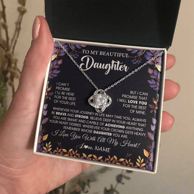 Love Knot Necklace 14K White Gold Finish | 2 | Personalized To My Beautiful Daughter Necklace From Mom Dad Promise Necklace Birthday Gift For Daughter Graduation Christmas Customized Gift Box Message Card | siriusteestore