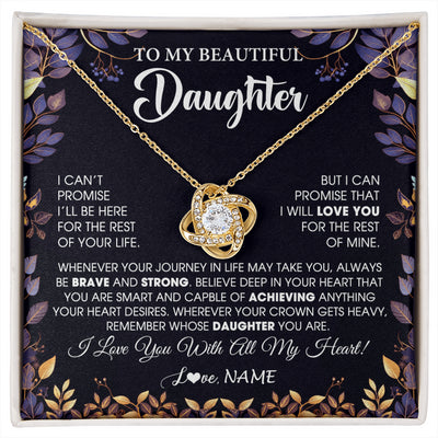 Love Knot Necklace 18K Yellow Gold Finish | 1 | Personalized To My Beautiful Daughter Necklace From Mom Dad Promise Necklace Birthday Gift For Daughter Graduation Christmas Customized Gift Box Message Card | siriusteestore