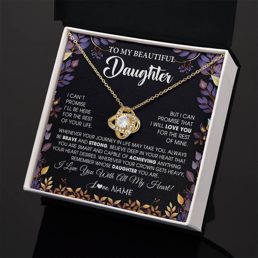 Love Knot Necklace 18K Yellow Gold Finish | 2 | Personalized To My Beautiful Daughter Necklace From Mom Dad Promise Necklace Birthday Gift For Daughter Graduation Christmas Customized Gift Box Message Card | siriusteestore