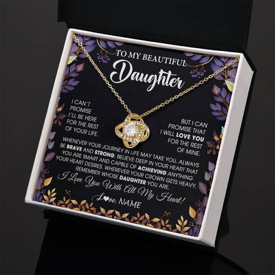 Love Knot Necklace 18K Yellow Gold Finish | 2 | Personalized To My Beautiful Daughter Necklace From Mom Dad Promise Necklace Birthday Gift For Daughter Graduation Christmas Customized Gift Box Message Card | siriusteestore