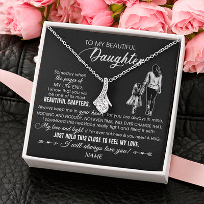 Alluring Beauty Necklace 14K White Gold Finish | 2 | Personalized To My Beautiful Daughter Necklace From Mom Mother Always Love You Daughter Birthday Graduation Christmas Customized Gift Box Message Card | siriusteestore