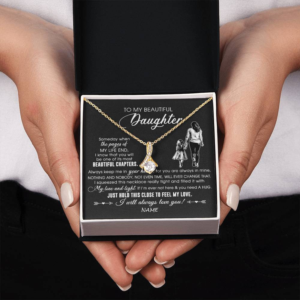 Alluring Beauty Necklace 18K Yellow Gold Finish | 2 | Personalized To My Beautiful Daughter Necklace From Mom Mother Always Love You Daughter Birthday Graduation Christmas Customized Gift Box Message Card | siriusteestore