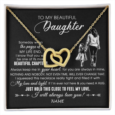 Interlocking Hearts Necklace 18K Yellow Gold Finish | 1 | Personalized To My Beautiful Daughter Necklace From Mom Mother Always Love You Daughter Birthday Graduation Christmas Customized Gift Box Message Card | siriusteestore