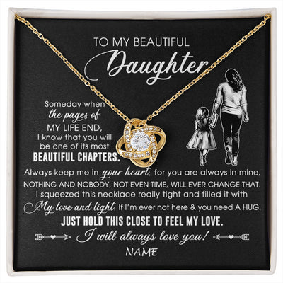 Love Knot Necklace 18K Yellow Gold Finish | 1 | Personalized To My Beautiful Daughter Necklace From Mom Mother Always Love You Daughter Birthday Graduation Christmas Customized Gift Box Message Card | siriusteestore