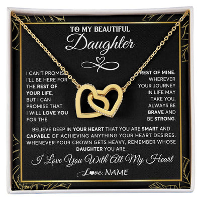 Interlocking Hearts Necklace 18K Yellow Gold Finish | 1 | Personalized To My Beautiful Daughter Necklace From Mom Mother Crown Jewelry Gifts For Daughter Birthday Graduation Christmas Customized Gift Box Message Card | siriusteestore