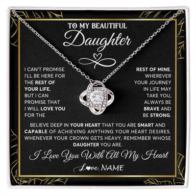 Love Knot Necklace 14K White Gold Finish | 1 | Personalized To My Beautiful Daughter Necklace From Mom Mother Crown Jewelry Gifts For Daughter Birthday Graduation Christmas Customized Gift Box Message Card | siriusteestore