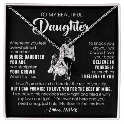 Alluring Beauty Necklace 14K White Gold Finish | 1 | Personalized To My Beautiful Daughter Necklace From Mom Mother Father Believe In Yourself Daughter Birthday Gifts Jewelry Christmas Customized Message Card | siriusteestore