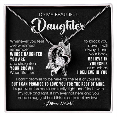 Forever Love Necklace 14K White Gold Finish | 1 | Personalized To My Beautiful Daughter Necklace From Mom Mother Father Believe In Yourself Daughter Birthday Gifts Jewelry Christmas Customized Message Card | siriusteestore