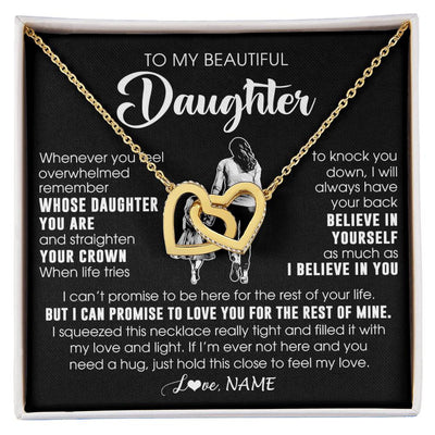 Interlocking Hearts Necklace 18K Yellow Gold Finish | 1 | Personalized To My Beautiful Daughter Necklace From Mom Mother Father Believe In Yourself Daughter Birthday Gifts Jewelry Christmas Customized Message Card | siriusteestore