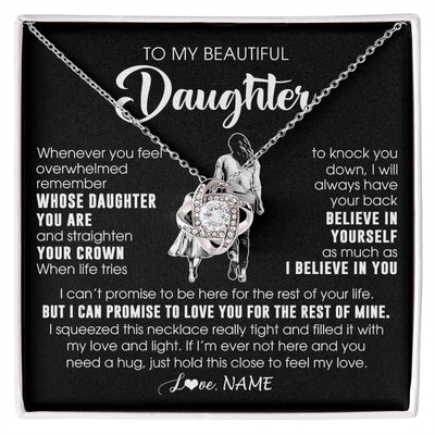 Love Knot Necklace 14K White Gold Finish | 1 | Personalized To My Beautiful Daughter Necklace From Mom Mother Father Believe In Yourself Daughter Birthday Gifts Jewelry Christmas Customized Message Card | siriusteestore
