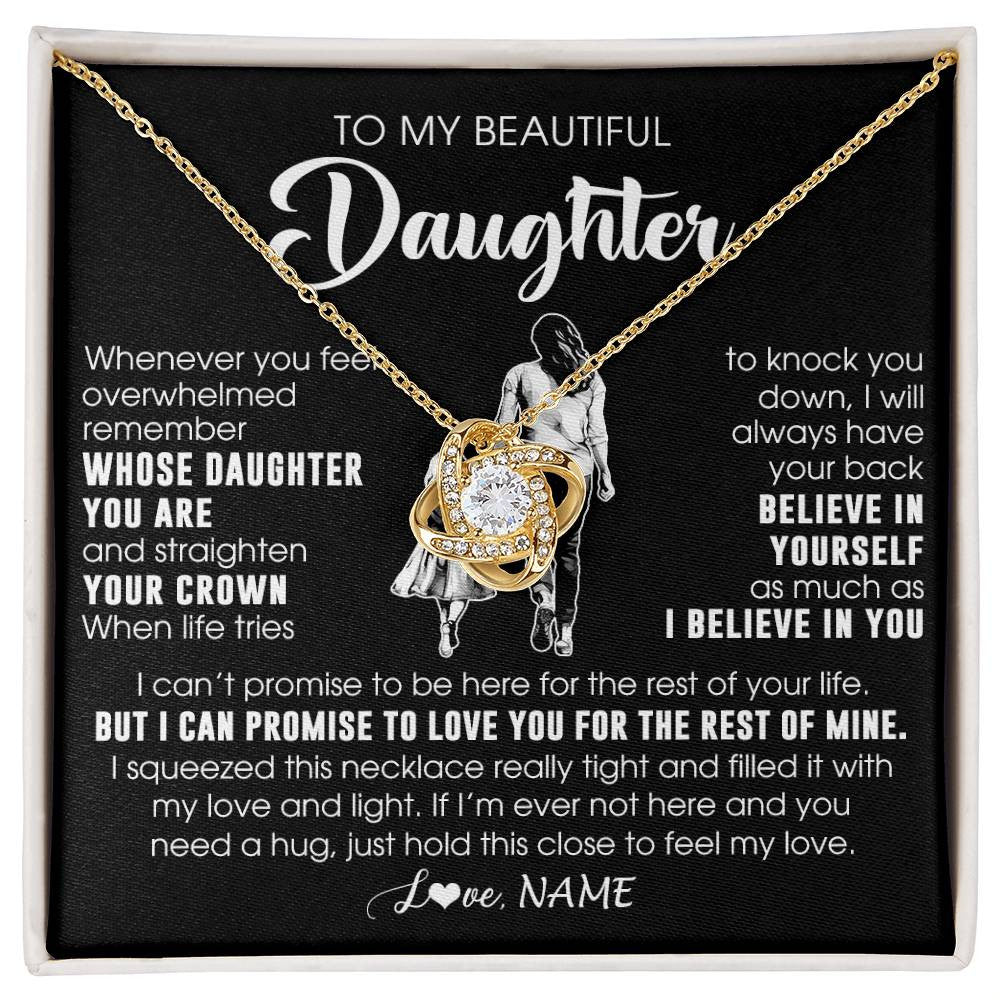 Love Knot Necklace 18K Yellow Gold Finish | 1 | Personalized To My Beautiful Daughter Necklace From Mom Mother Father Believe In Yourself Daughter Birthday Gifts Jewelry Christmas Customized Message Card | siriusteestore
