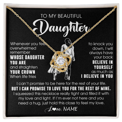 Love Knot Necklace 18K Yellow Gold Finish | 1 | Personalized To My Beautiful Daughter Necklace From Mom Mother Father Believe In Yourself Daughter Birthday Gifts Jewelry Christmas Customized Message Card | siriusteestore
