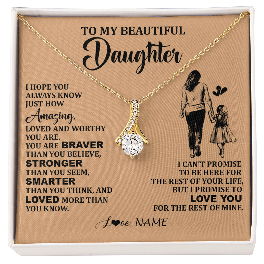 Alluring Beauty Necklace 18K Yellow Gold Finish | 1 | Personalized To My Beautiful Daughter Necklace From Mom Mother Promise To Love You Daughter Birthday Graduation Christmas Customized Gift Box Message Card | siriusteestore