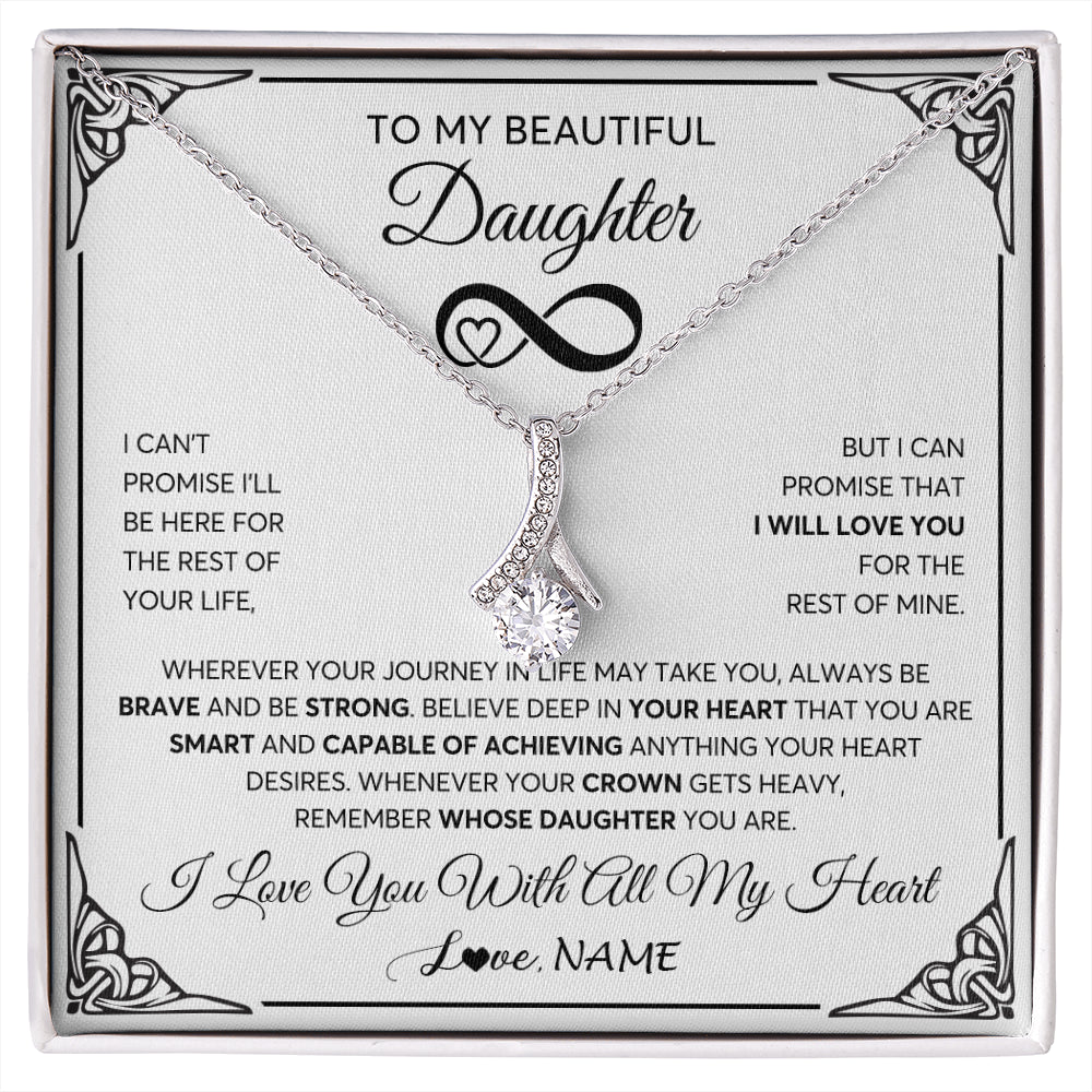 Alluring Beauty Necklace 14K White Gold Finish | 1 | Personalized To My Beautiful Daughter Necklace Women Girls From Mom Dad Mother Love You Daughter Birthday Jewelry Christmas Customized Gift Box Message Card | siriusteestore