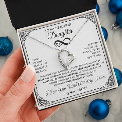 Forever Love Necklace 14K White Gold Finish | 2 | Personalized To My Beautiful Daughter Necklace Women Girls From Mom Dad Mother Love You Daughter Birthday Jewelry Christmas Customized Gift Box Message Card | siriusteestore