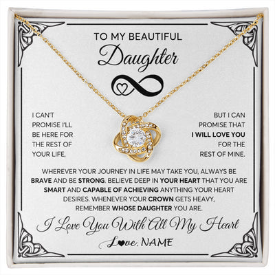 Love Knot Necklace 18K Yellow Gold Finish | 1 | Personalized To My Beautiful Daughter Necklace Women Girls From Mom Dad Mother Love You Daughter Birthday Jewelry Christmas Customized Gift Box Message Card | siriusteestore