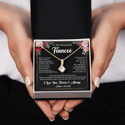 Alluring Beauty Necklace 18K Yellow Gold Finish | 2 | Personalized To My Beautiful Fiancee Gifts Necklace From Fiance When You Wear This Necklace Fiancee Birthday Christmas Anniversary Day Gift Box Message Card | siriusteestore