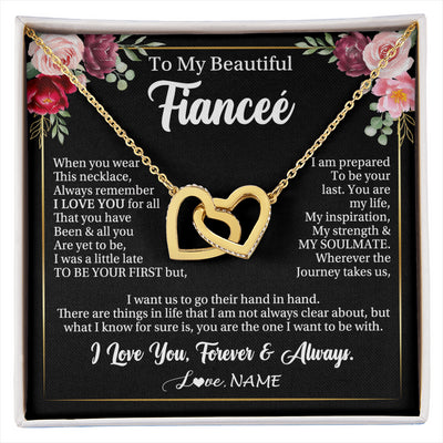 Interlocking Hearts Necklace 18K Yellow Gold Finish | 1 | Personalized To My Beautiful Fiancee Gifts Necklace From Fiance When You Wear This Necklace Fiancee Birthday Christmas Anniversary Day Gift Box Message Card | siriusteestore