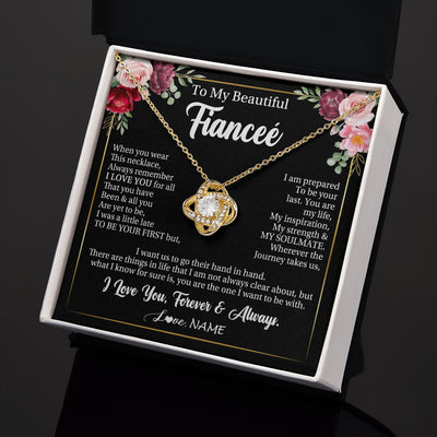 Love Knot Necklace 18K Yellow Gold Finish | 2 | Personalized To My Beautiful Fiancee Gifts Necklace From Fiance When You Wear This Necklace Fiancee Birthday Christmas Anniversary Day Gift Box Message Card | siriusteestore