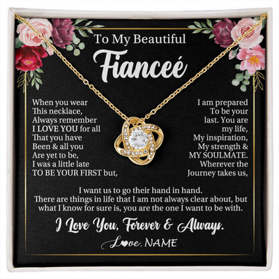 Love Knot Necklace 18K Yellow Gold Finish | 1 | Personalized To My Beautiful Fiancee Gifts Necklace From Fiance When You Wear This Necklace Fiancee Birthday Christmas Anniversary Day Gift Box Message Card | siriusteestore