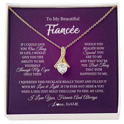 Alluring Beauty Necklace 18K Yellow Gold Finish | 1 | Personalized To My Beautiful Fiancee Necklace From Fiance I Love You Fiancee Birthday Valentines Day Christmas Jewelry Customized Gift Box Message Card | siriusteestore