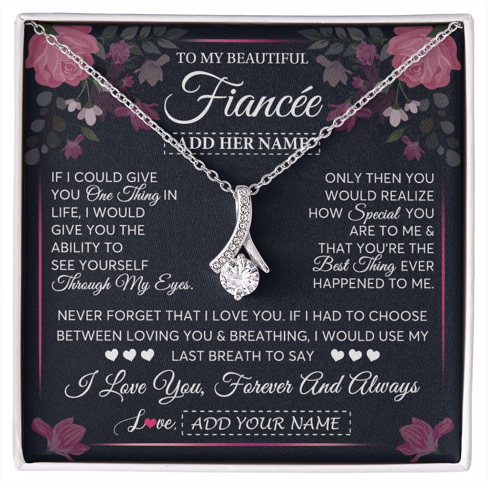 Alluring Beauty Necklace 14K White Gold Finish | 1 | Personalized To My Beautiful Fiancee Necklace From Fiance I Love You Fiancee Gifts Romantic Birthday Valentines Christmas Custom Gift Box Message Card | siriusteestore.myshopify